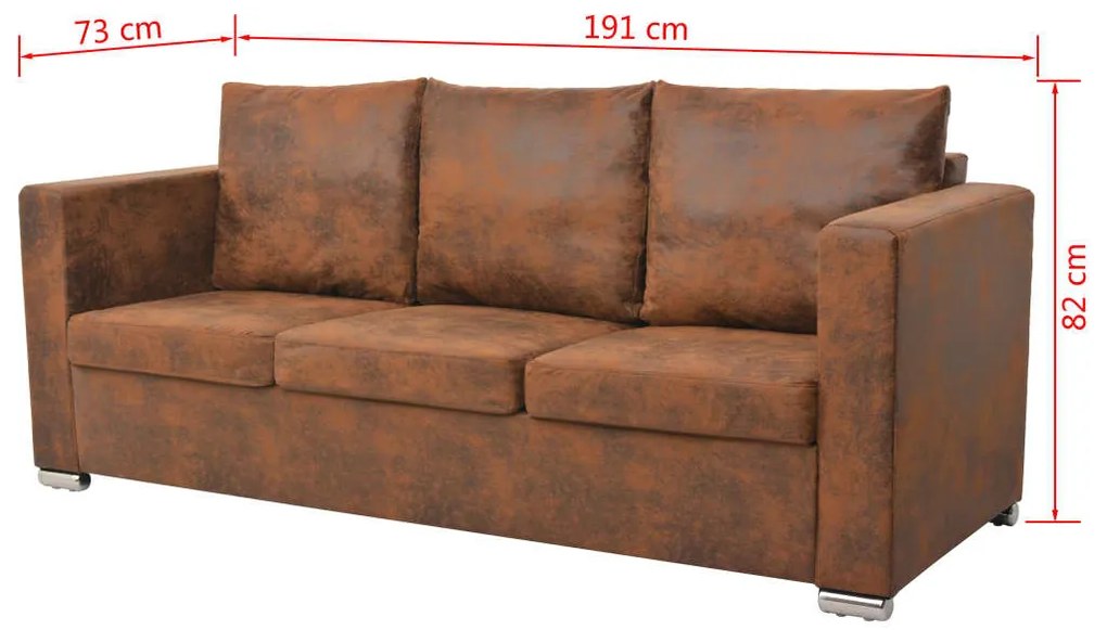 Conjunto de sofás 3 pcs camurça sintética