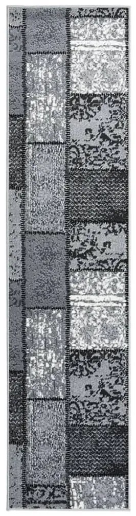 vidaXL Passadeira c/ padrão de blocos 60x150 cm polipropileno cinzento