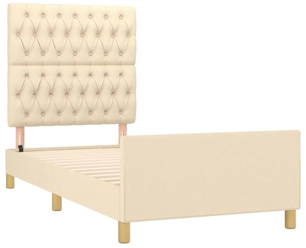 Estrutura de cama sem colchão 90x200 cm tecido creme