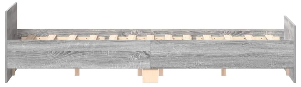Estrutura de cama c/ painéis de cabeceira e pés cinzento sonoma