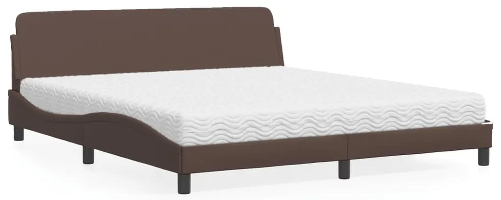 Cama com colchão 180x200 cm couro artificial castanho