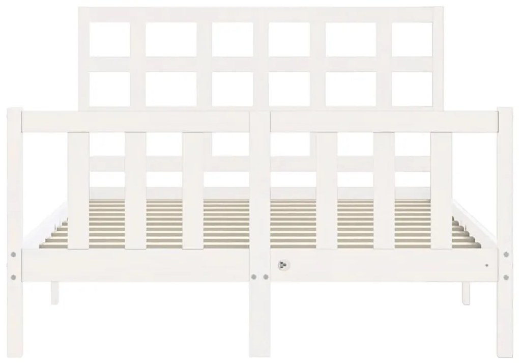 Cama sem colchão 140x190 cm madeira de pinho maciça branco