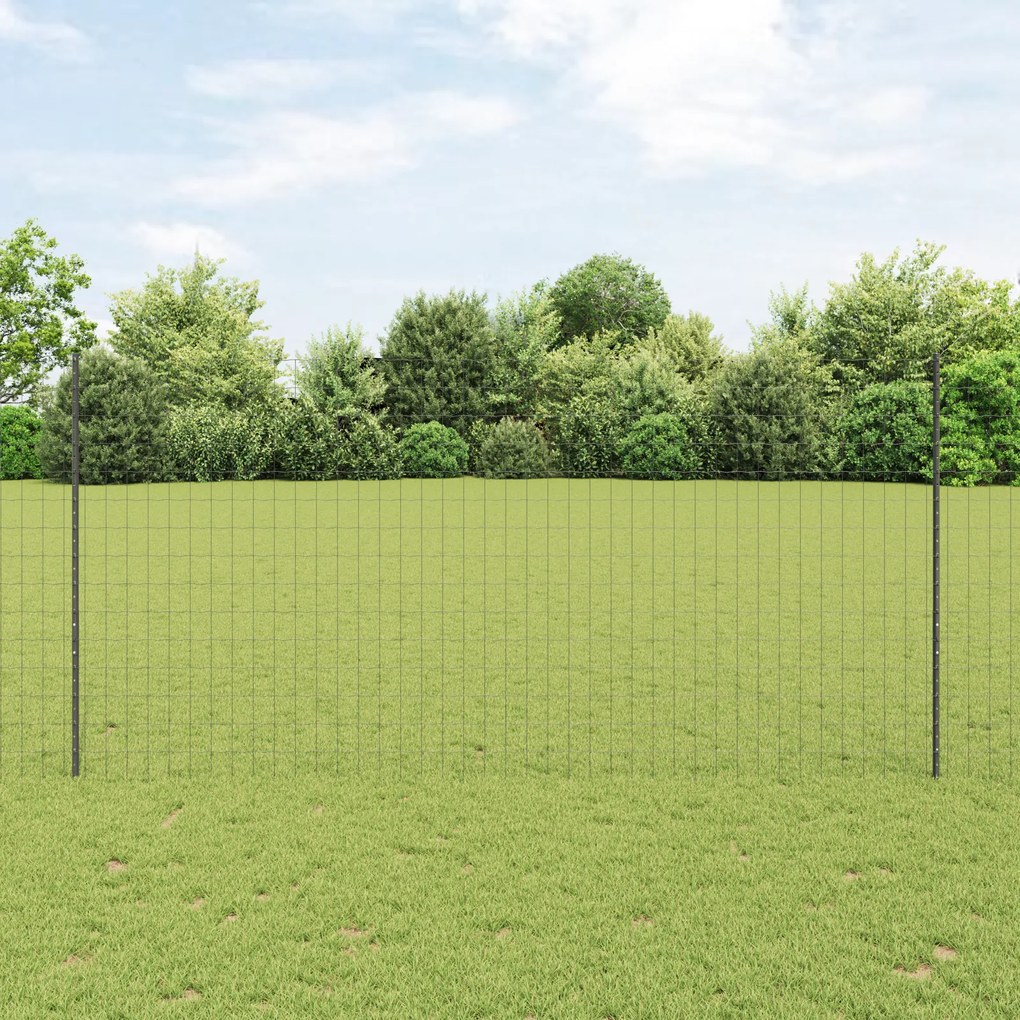 Cerca Euro com 10 Postes Cinza 1.5x10 m Aço