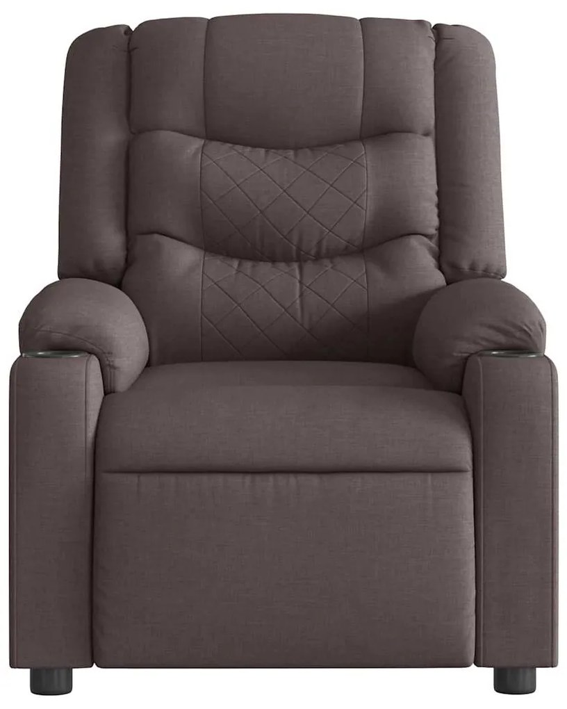 Poltrona de massagens reclinável tecido castanho-escuro