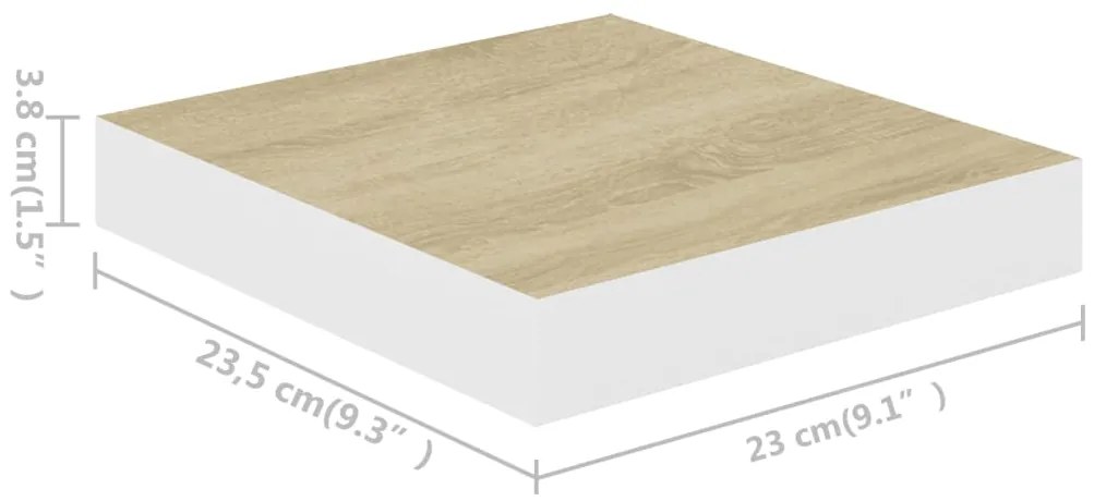 Prateleiras de parede 2 pcs 23x23,5x3,8cm MDF carvalho e branco