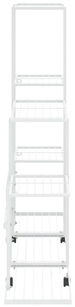 Suporte de vasos c/ rodas 94,5x25x92,5 cm metal branco