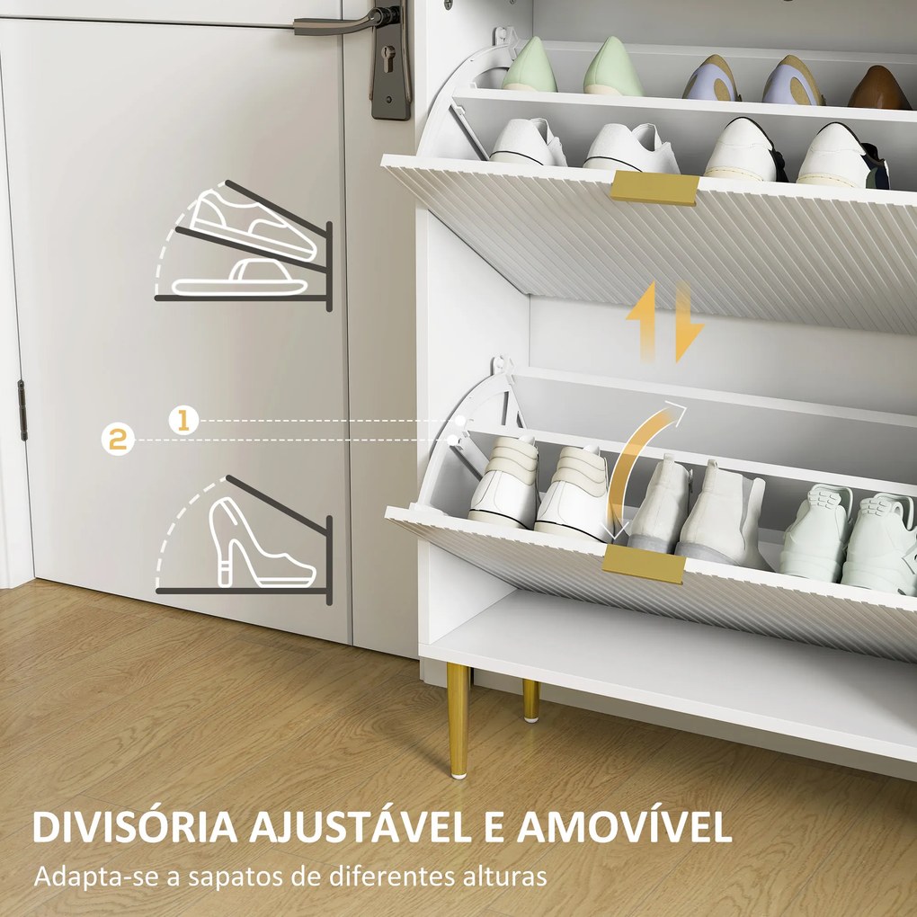 Sapateira Estreita Sapateira para Entrada com Prateleiras Ajustáveis para 18 Pares de Sapatos 60x24x128 cm Branco