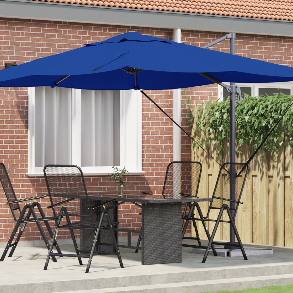 vidaXL Guarda-sol Cantilever Azul Céu Azul Céu Poliéster, Aço Revestido a Pó