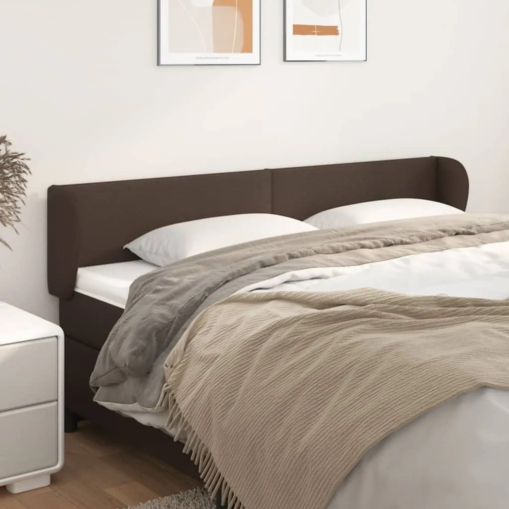 vidaXL Cabeceira cama c/ abas couro artificial 203x23x78/88cm castanho