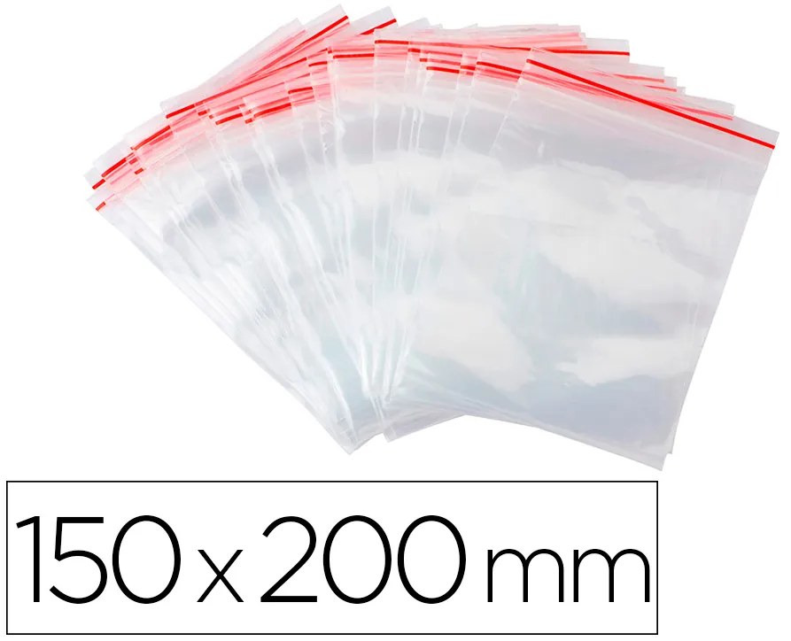 Bolsa Plástico Auto Selada Q-Connect 150x200 mm Pack de 100 Unidades