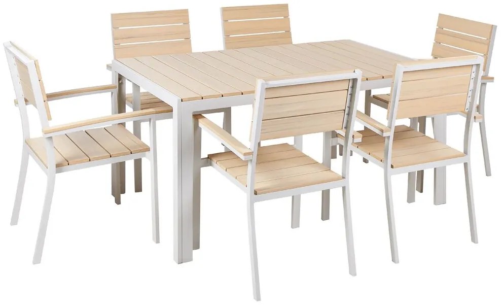 Conjunto de jardim creme com mesa 150 cm e 6 cadeiras COMO Beliani