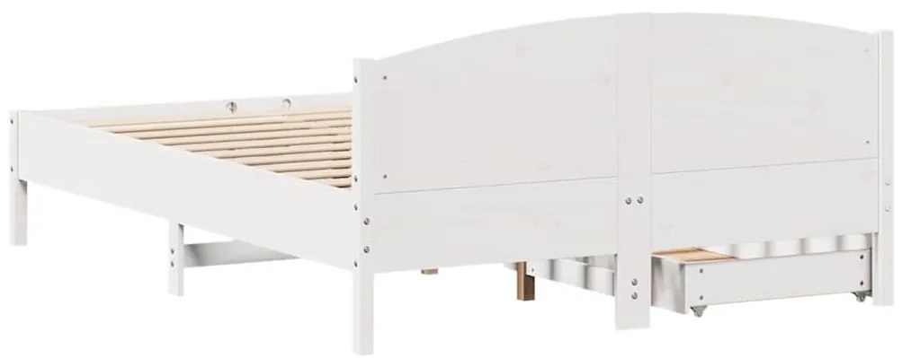Cama sem colchão 150x200 cm madeira de pinho maciça branco
