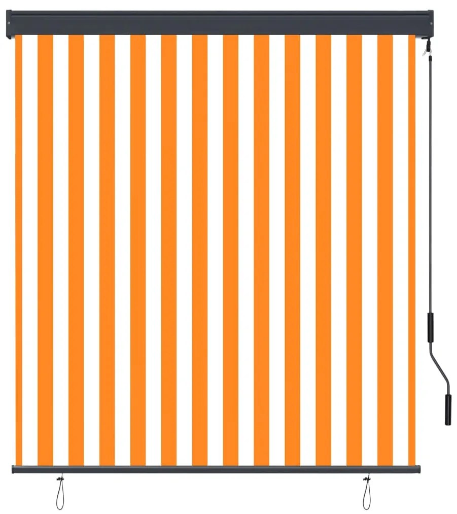 Estore de rolo para exterior 140x250 cm branco e laranja