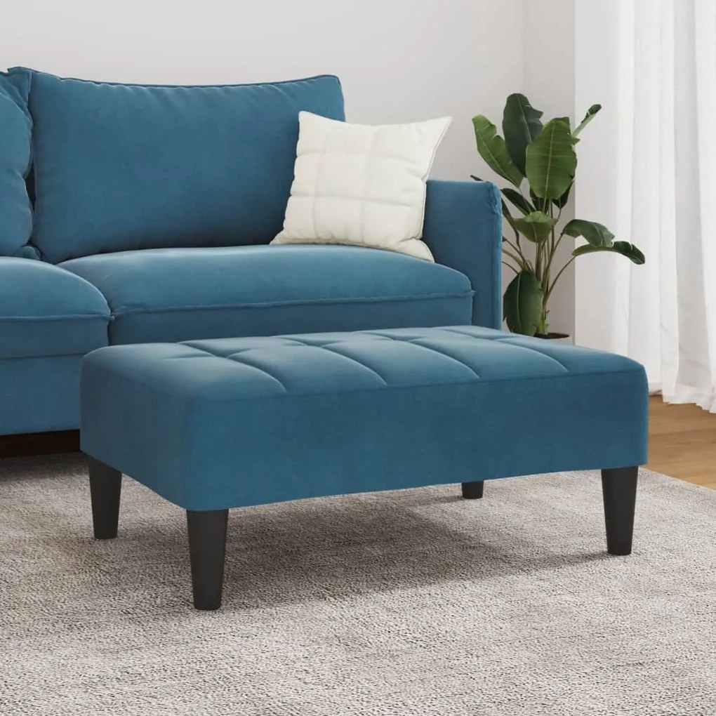 Apoio de pés 77x55x31 cm veludo azul