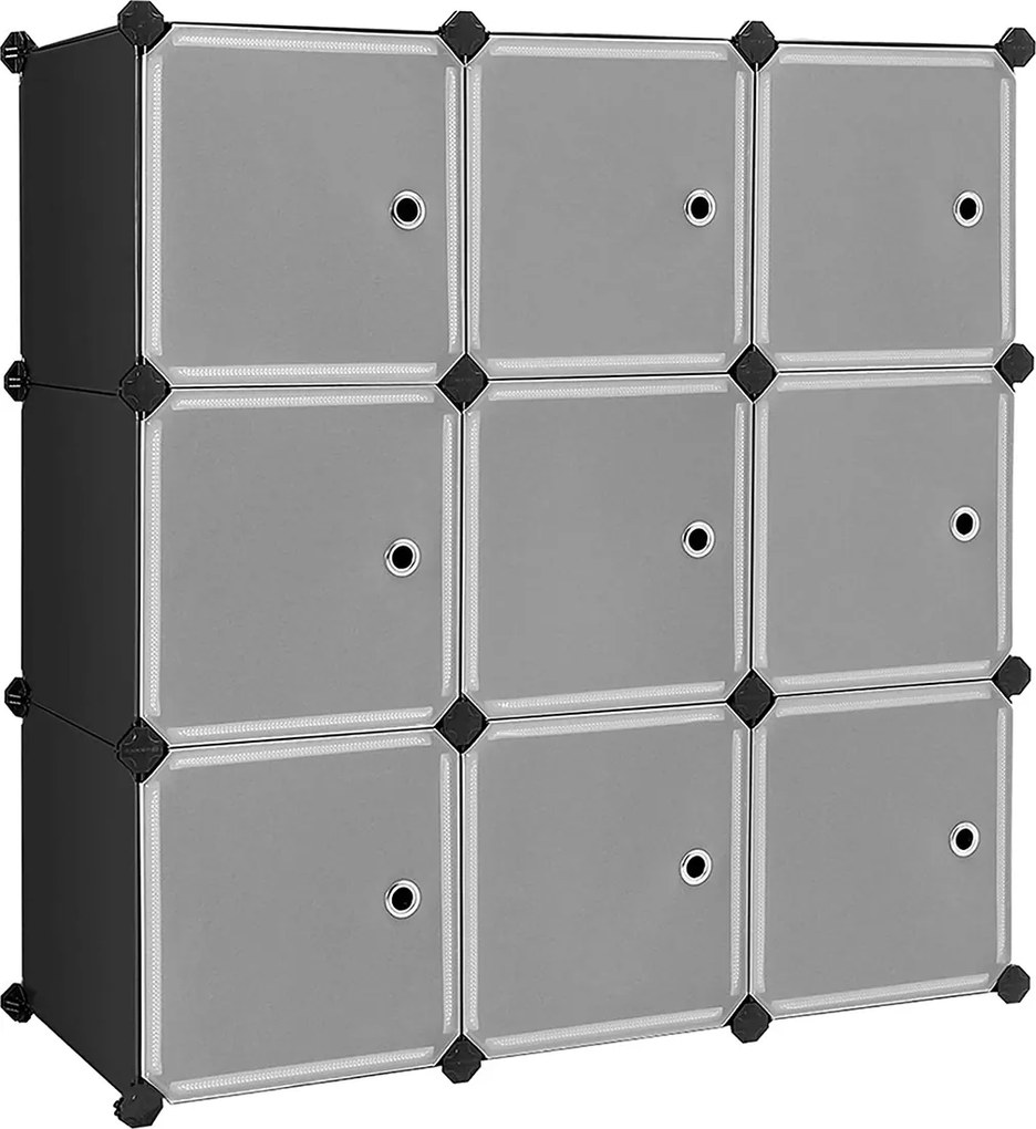Armário de plástico com 9 cubos 93 x 31 x 93 cm Preto