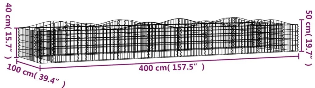 Canteiro elevado gabião arqueado 400x100x50cm ferro galvanizado