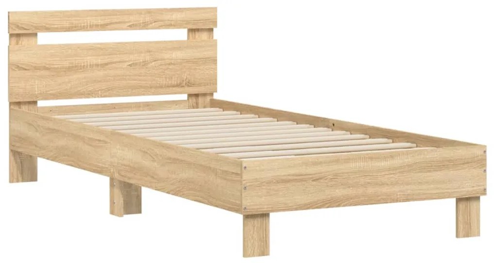 Cama sem colchão com cabeceira 90x200 cm carvalho sonoma