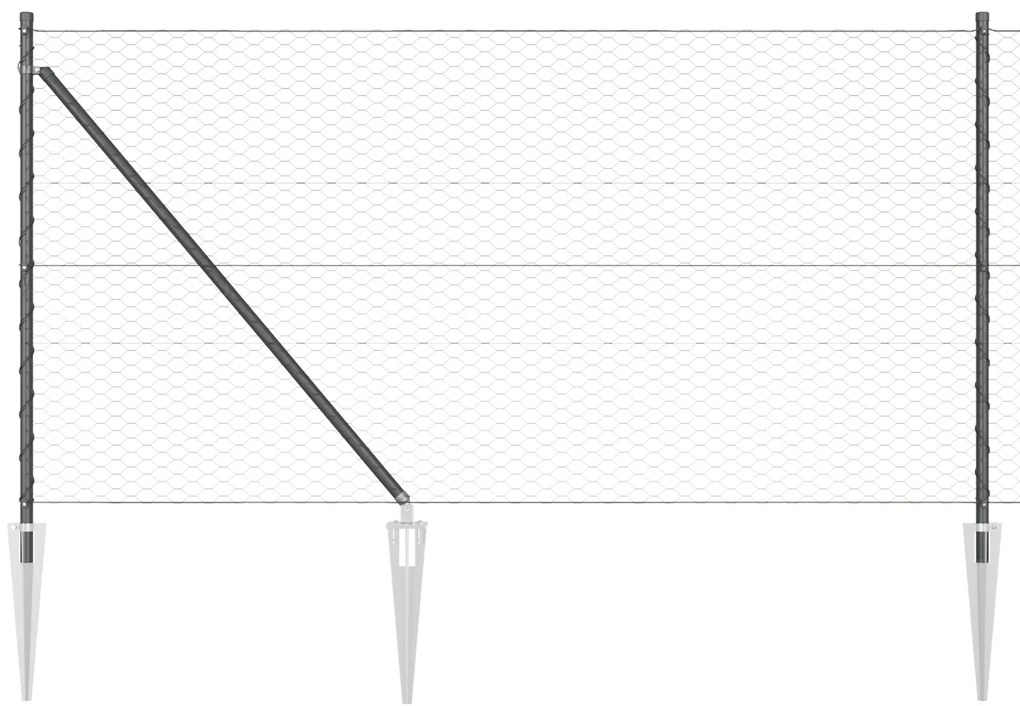 Cerca Hexagonal vidaXL Cinza 1x50 m Aço