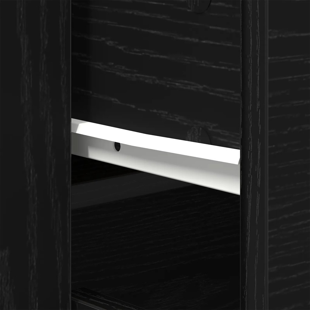 Highboard Carvalho Preto 80x33x150 cm Madeira de Engenharia