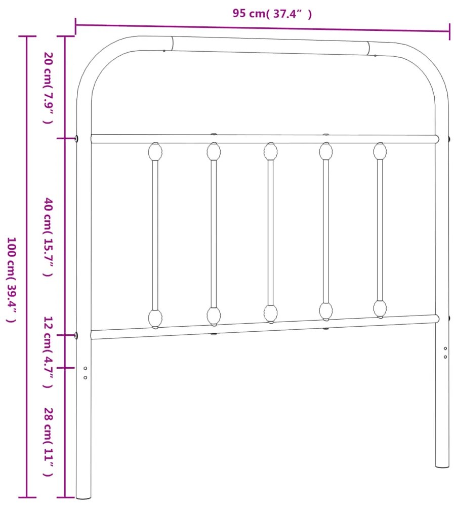 Cabeceira de cama 90 cm metal branco