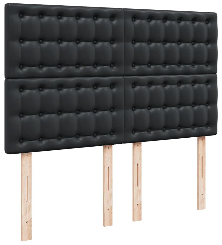 Cama com molas/colchão 140x200 cm couro artificial preto
