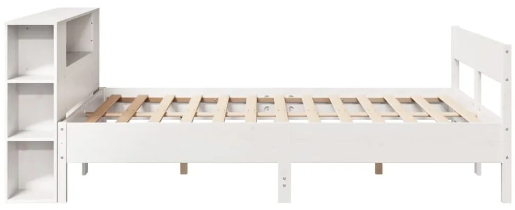 Cama com estante sem colchão 150x200 cm pinho maciço branco