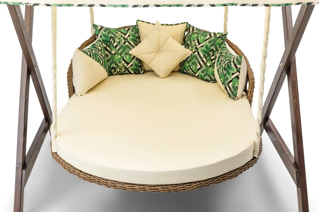 Baloiço Duplo de Jardim Dominic – Madeira de Pinho – Tecido Impermeáve