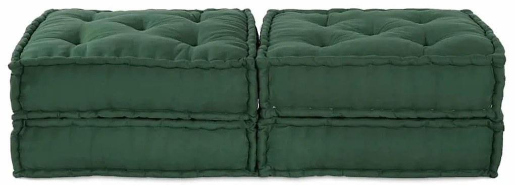 Pouffes Modulares 2 pcs em Verde Tecido da