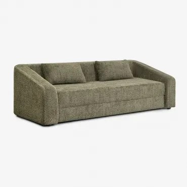 Sofá-cama De 3 Lugares Em Tecido Bouclé Dalila Bouclé Verde Army - Sklum