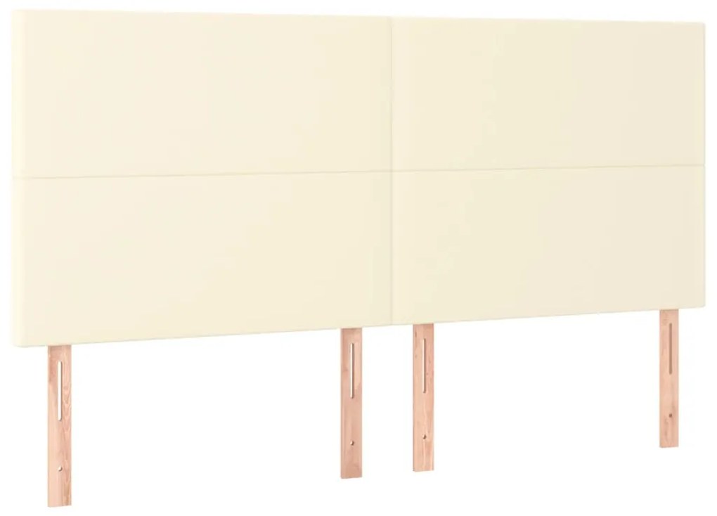 Estrutura de cama c/ cabeceira couro artificial 180x200cm creme