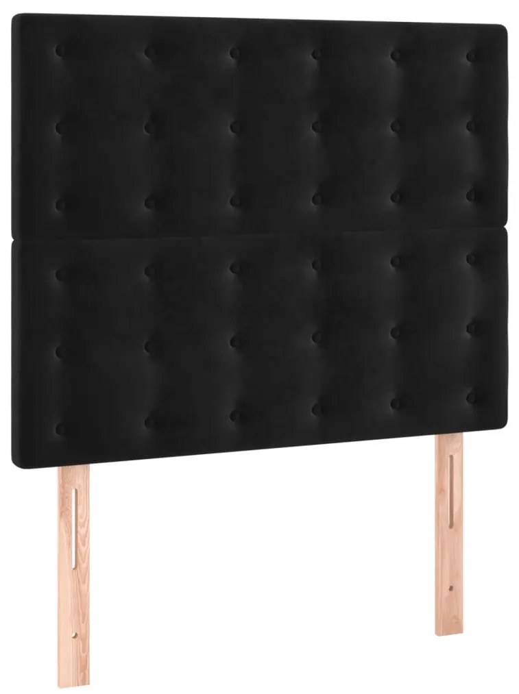 Cama com molas/colchão 100x200 cm veludo preto
