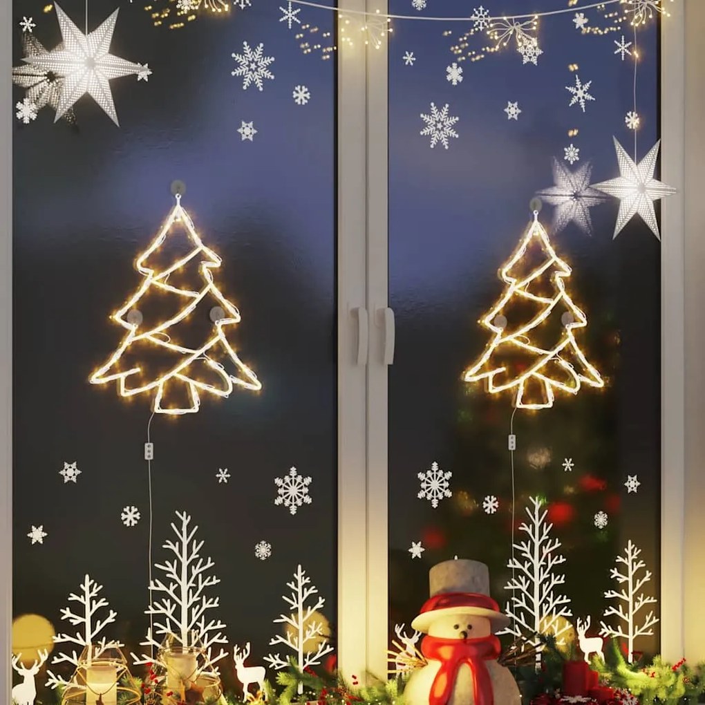 Luzes de Natal silhueta da árvore 2 pcs 50 LEDs branco quente