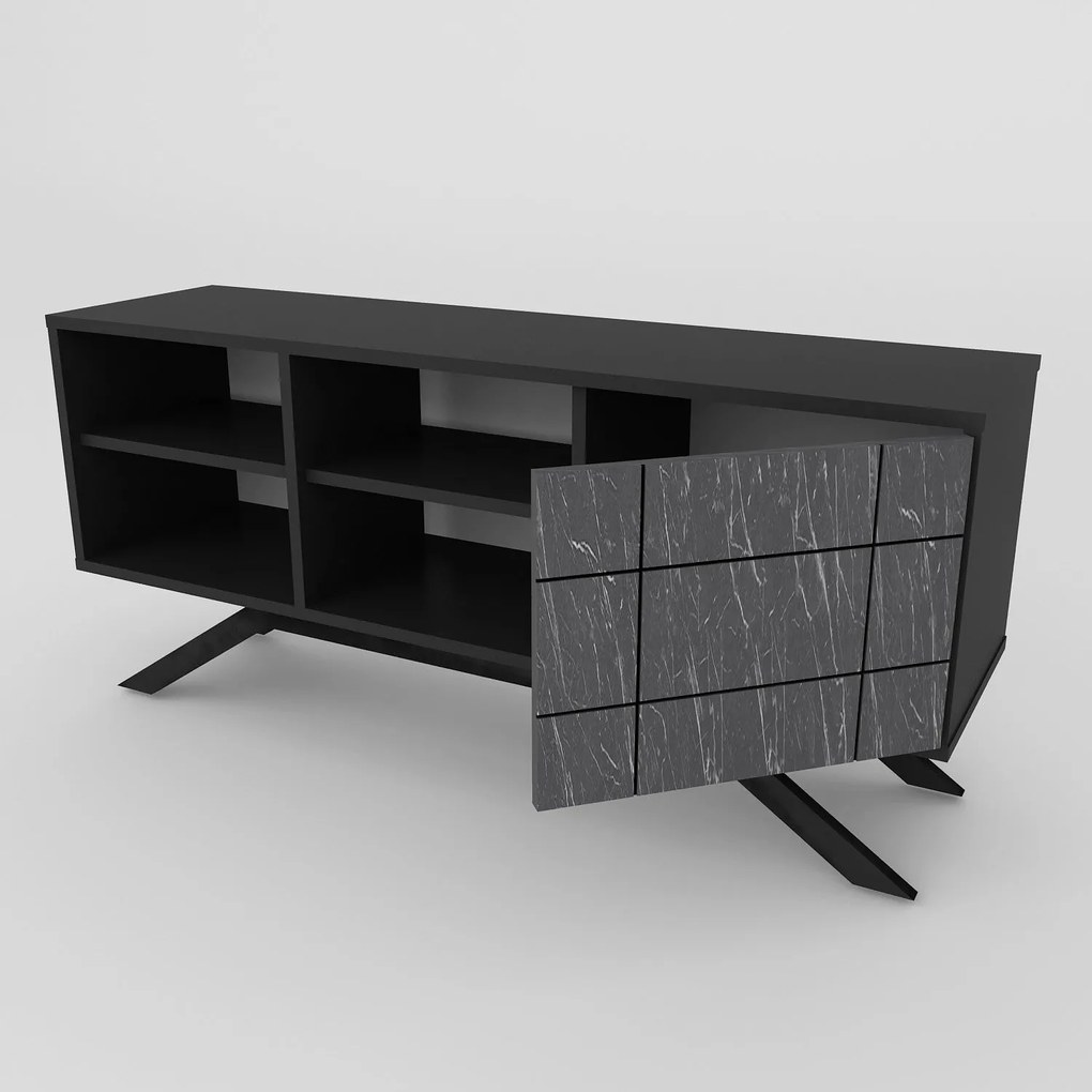 Móvel TV North – Preto Mármore – 130x38,6x58,6 cm