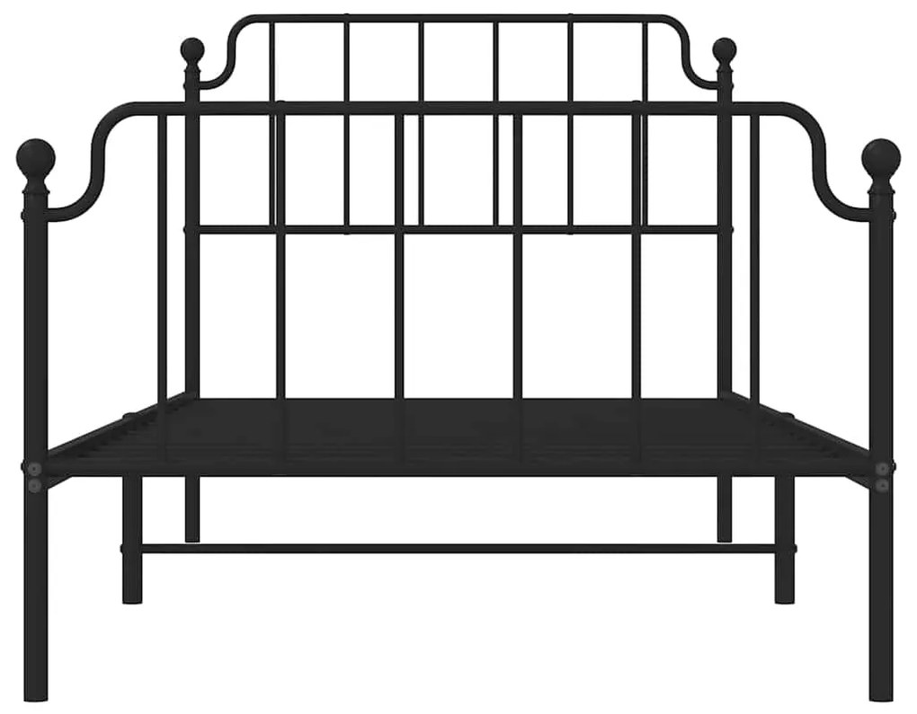 Estrutura de cama com cabeceira e pés 100x190 cm metal preto