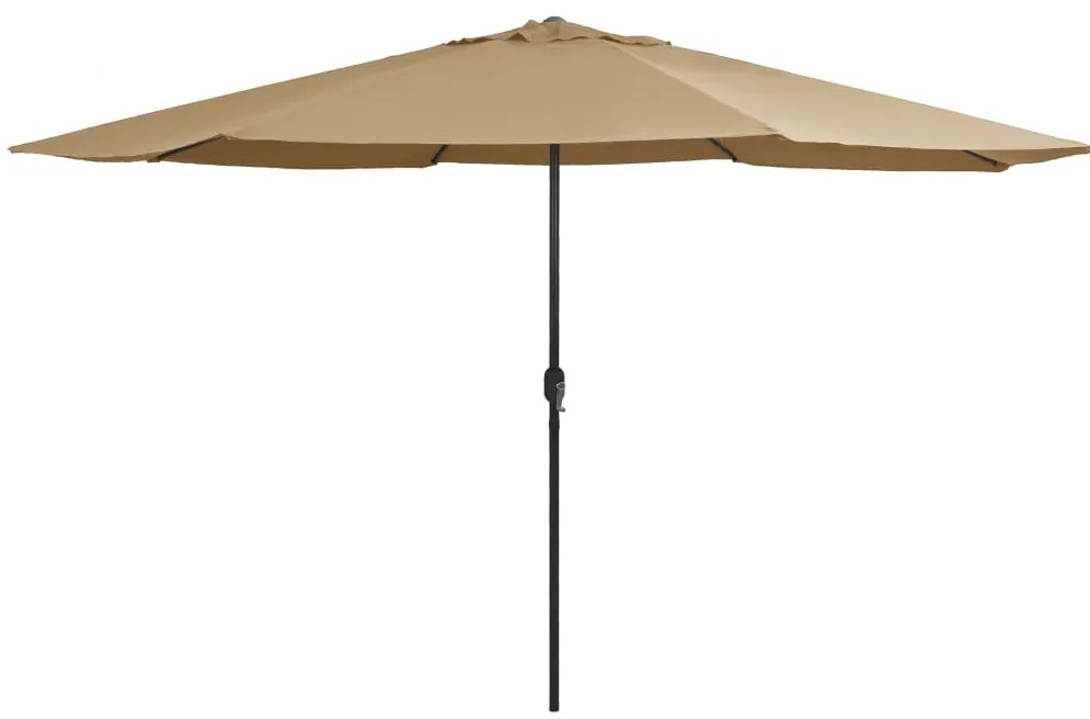 Guarda-sol de jardim c/ poste metal 390 cm cinzento-acastanhado