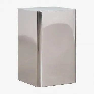 Mesa Auxiliar Quadrada Em Aço Inoxidável Loraq 30 X30 Cm & Aço Inoxidável Brilhante - Sklum