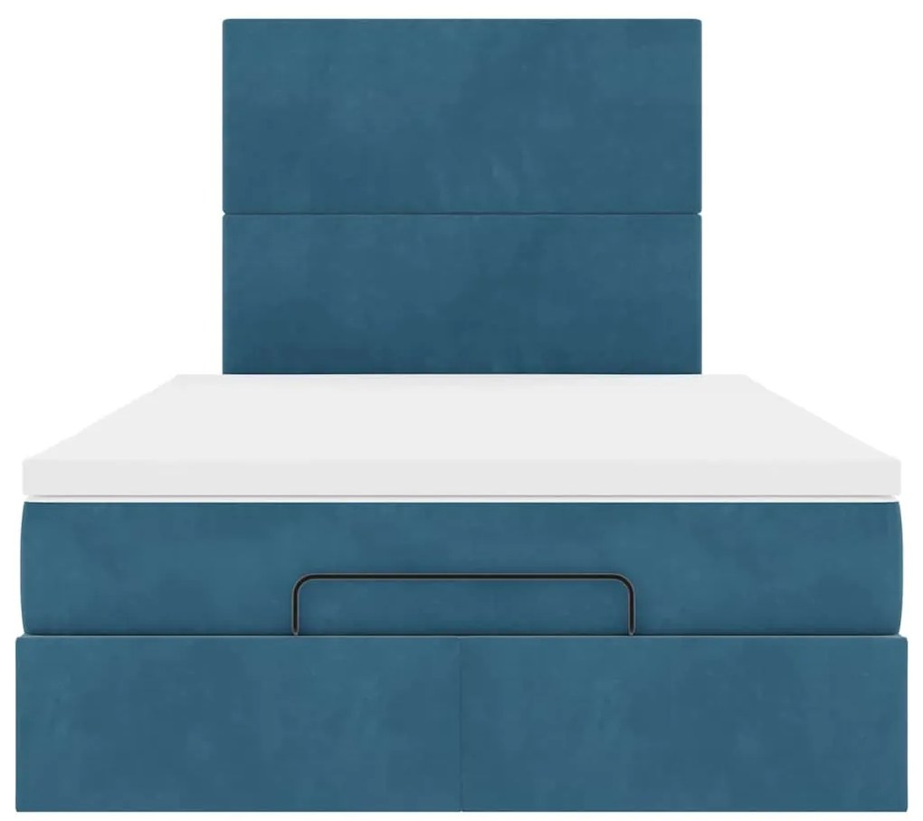 Estrutura de cama otomana com colchões azul escuro Veludo