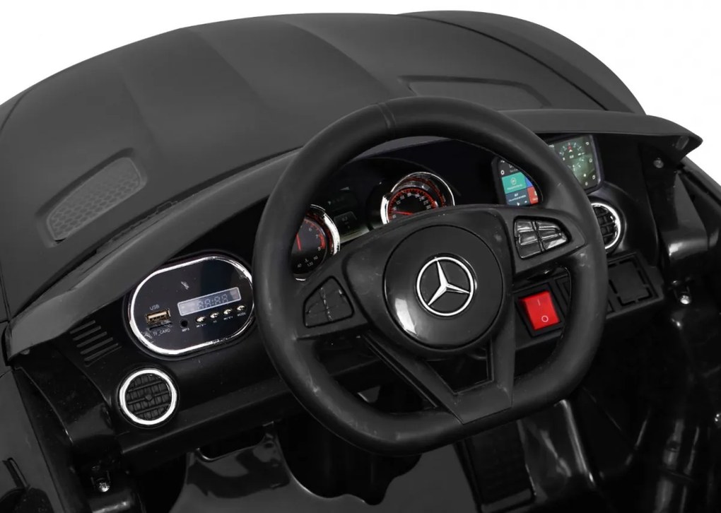 Carro elétrico para Crianças 12V Mercedes Benz GT, Rodas Espuma EVA, Assento couro ecológico Preto