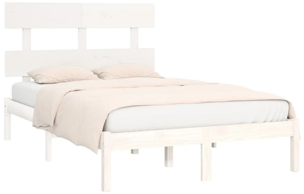 Estrutura de cama 120x200 cm madeira maciça branco