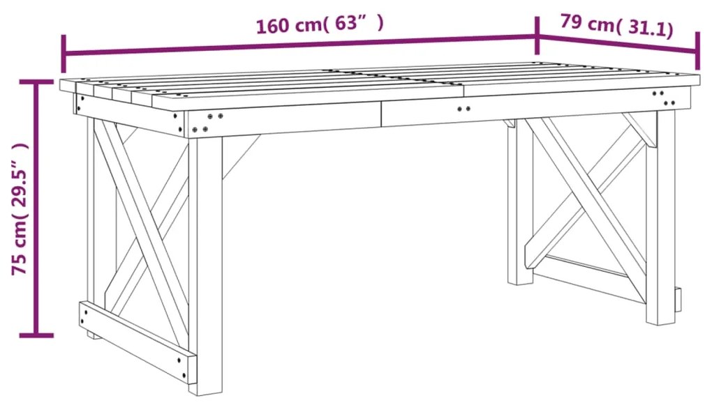 3 pcs conjunto de jantar para jardim pinho impregnado maciço