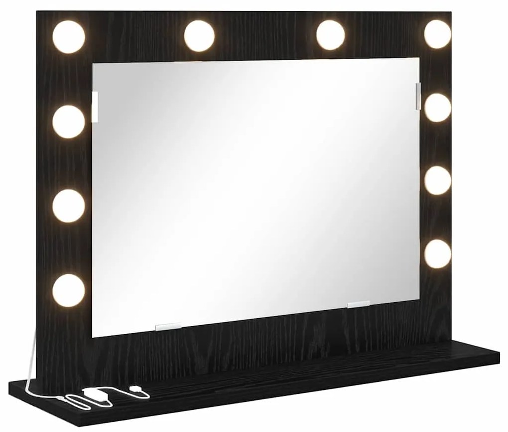 Espelho de Vanity com Luzes LED Carvalho Preto 60x45x18 cm