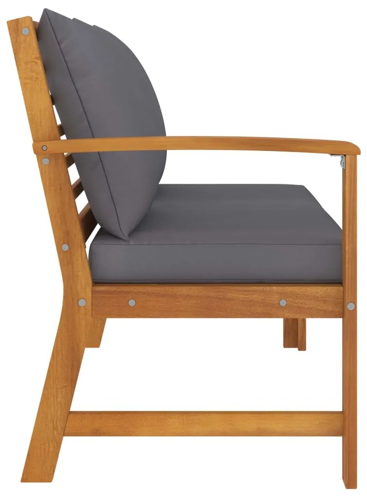 Banco de jardim 114,5 cm com almofadão cinzento-escuro acácia