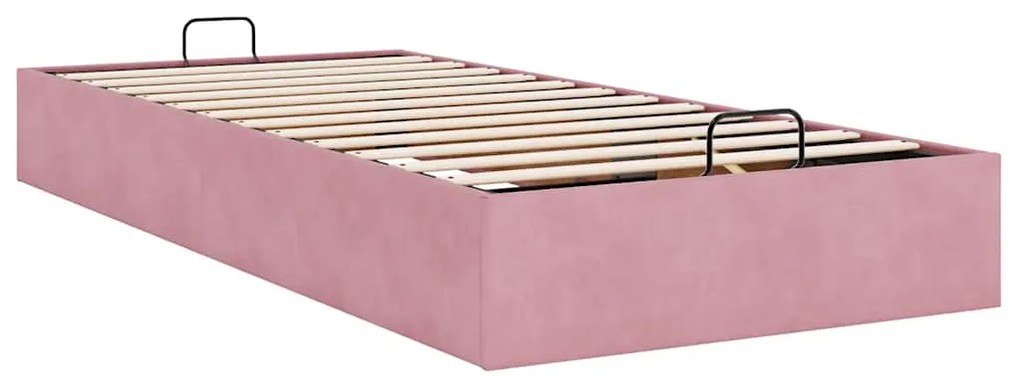 Ottoman Bed Frame No Colchão Rosa 90x190 cm Veludo