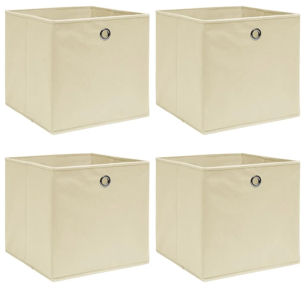 vidaXL Caixas de arrumação 4 pcs 32x32x32 cm tecido creme