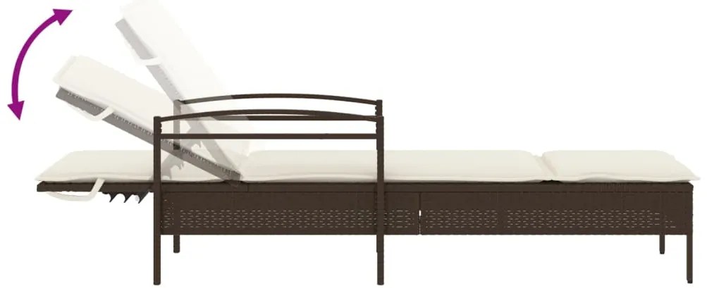 Espreguiçadeira com almofadão 63x200x81 cm vime PE castanho