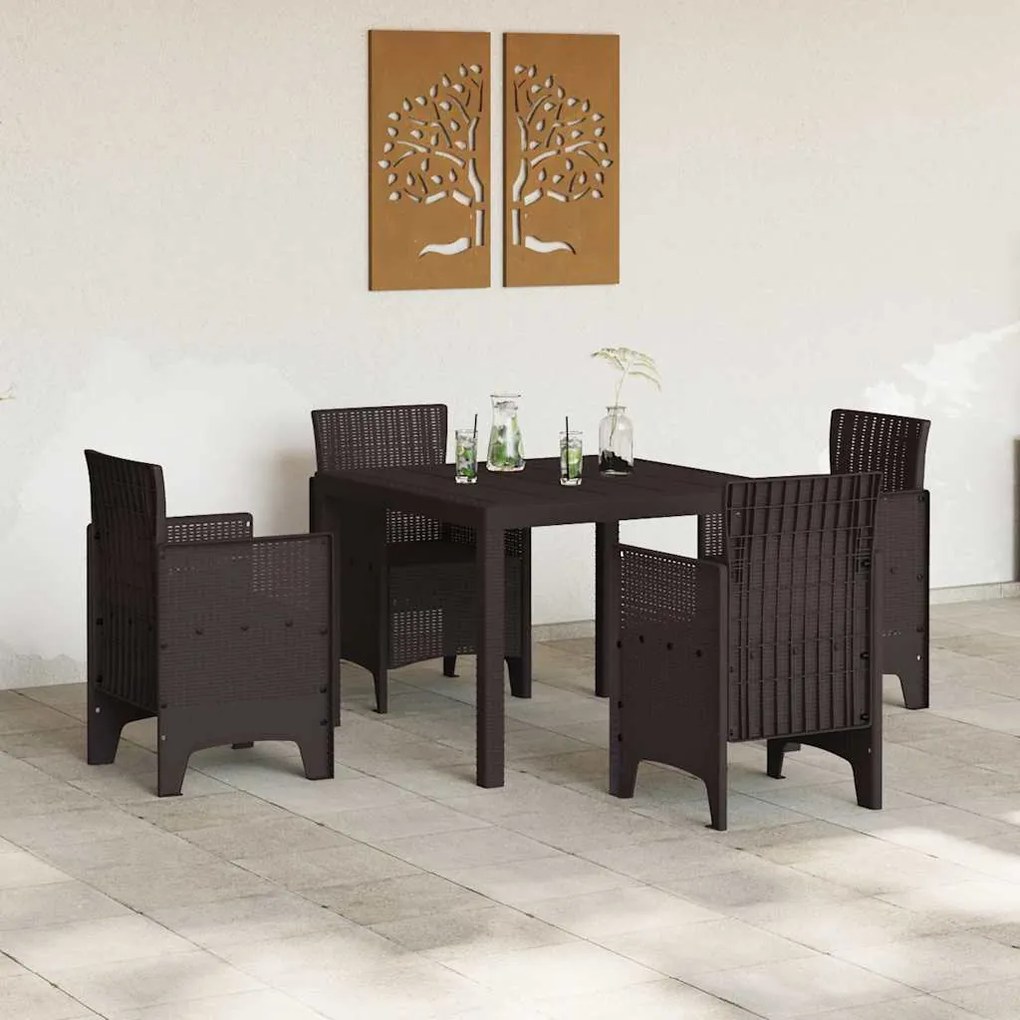 Conjunto de Jantar para Jardim 5 pcs Castanho