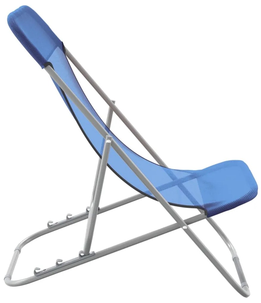 Cadeiras praia dobráveis 2pcs textilene/aço revestido a pó azul