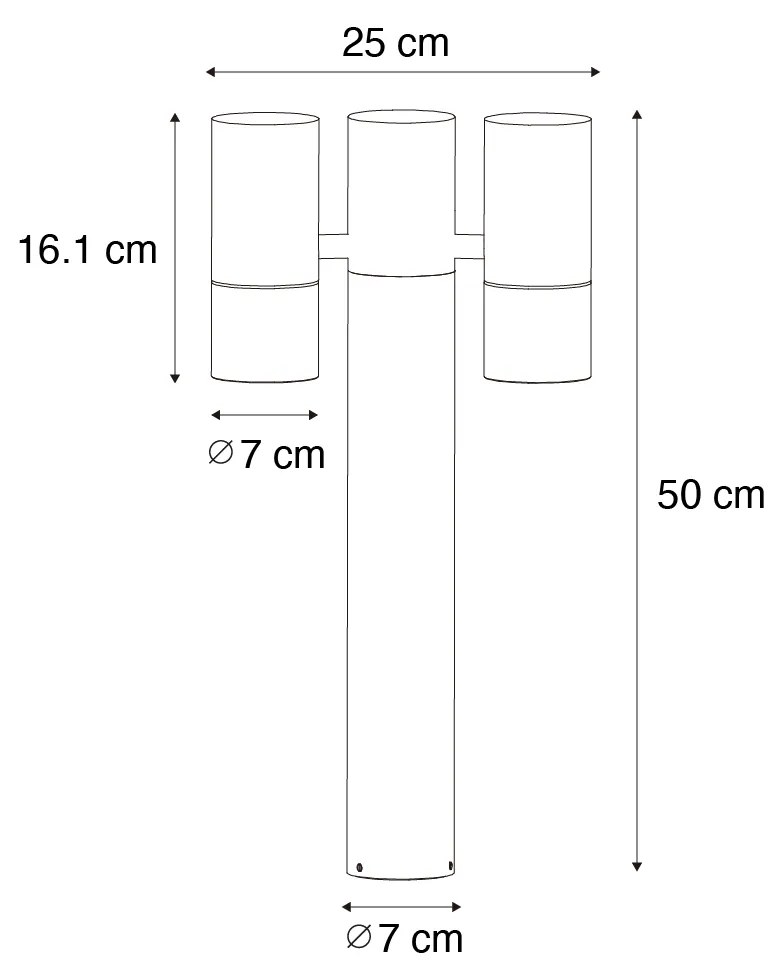 Candeeiro de pé para exterior preto 50 cm 2 luzes ajustáveis - Duo