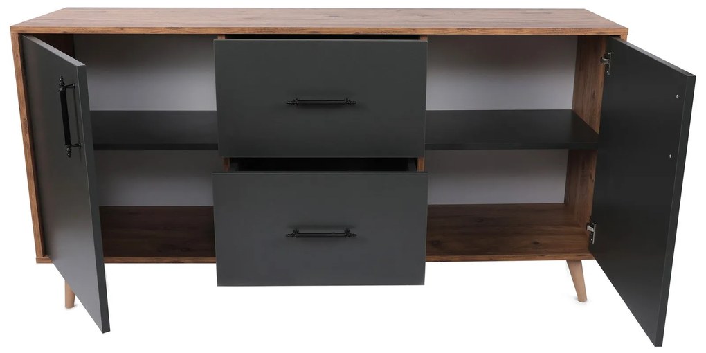 Console Cordoba – Walnut Anthracite – 160 cm x 77 cm x 40 cm