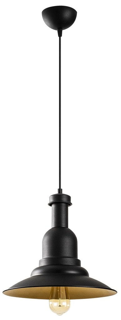 Candeeiro de Teto Saglam – Preto e Dourado – 33 cm de Diâmetro x 126 c